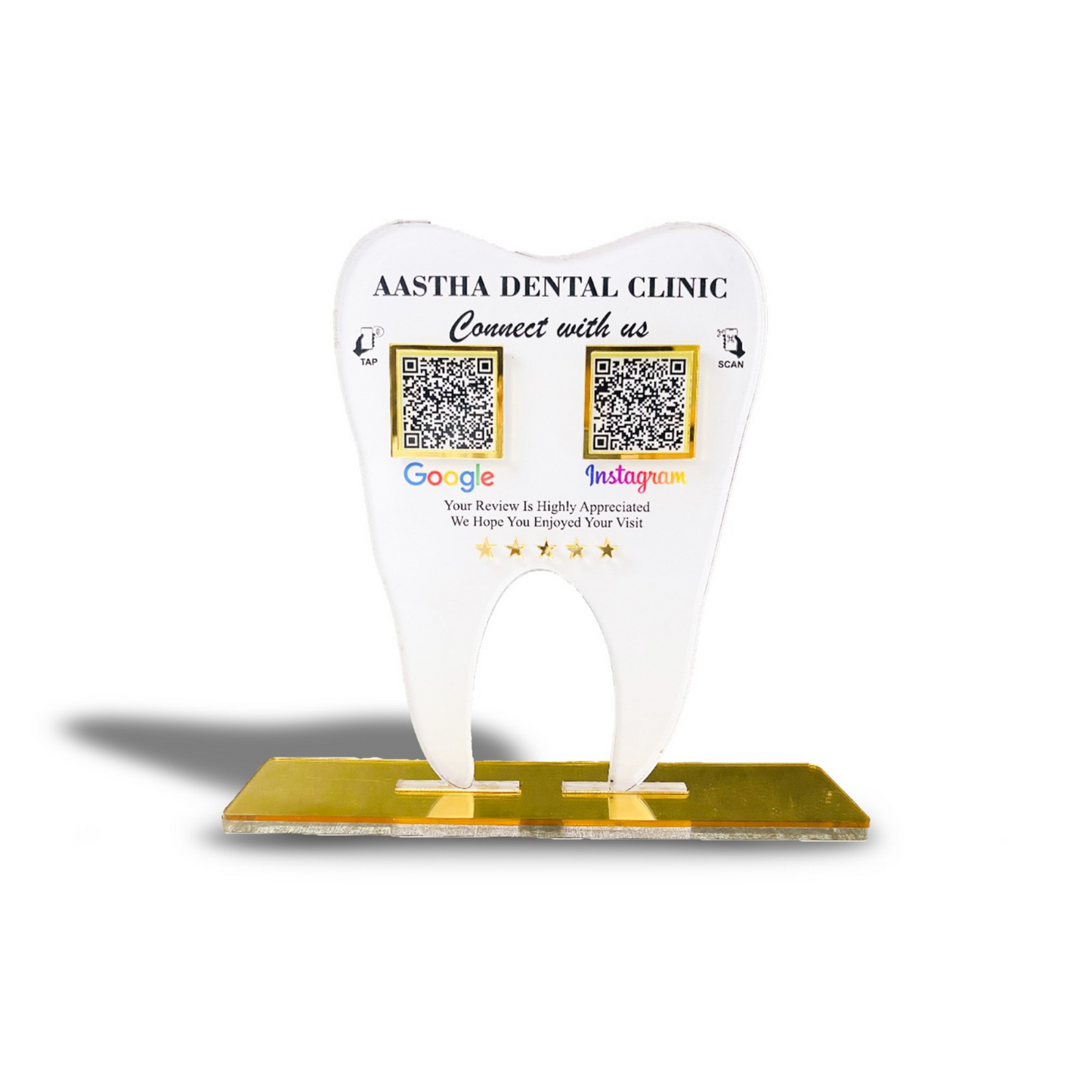 2 QR Tooth Shaped Red Colour Standee