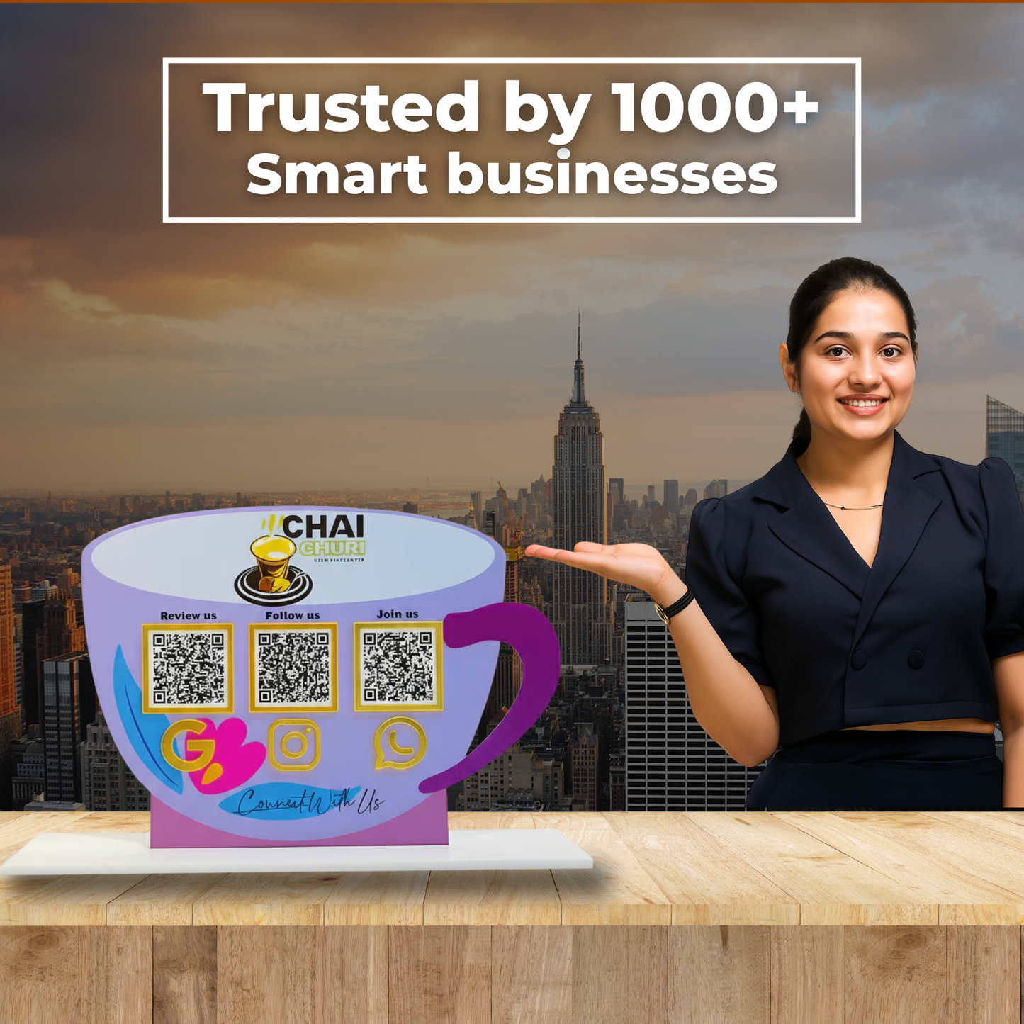 3 QR Cup Shape Standee