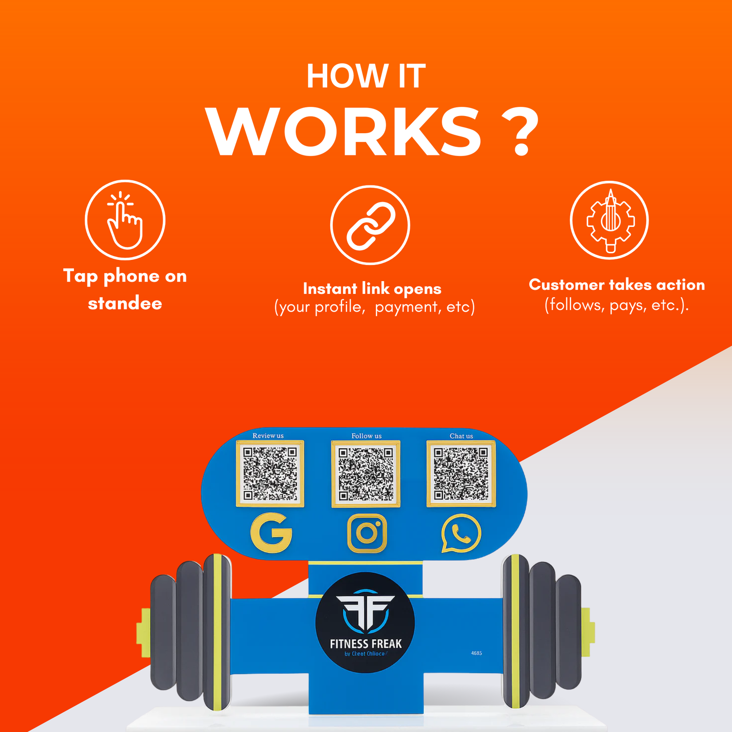 3 QR Dumbbell Shape Standee