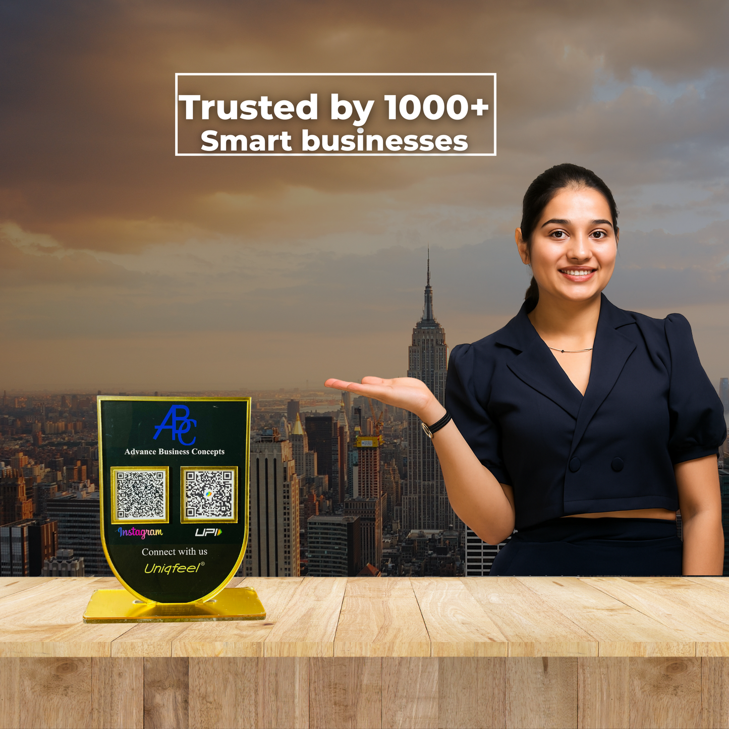 2 QR Upside Down Arc Shape Standee