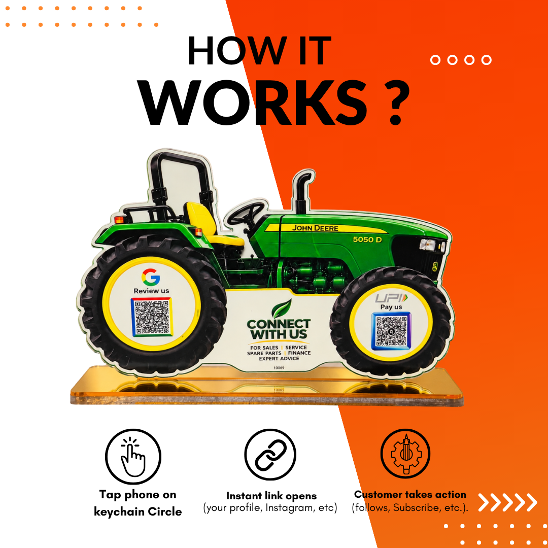 2 QR NFC Enabled Tractor Shape Standee
