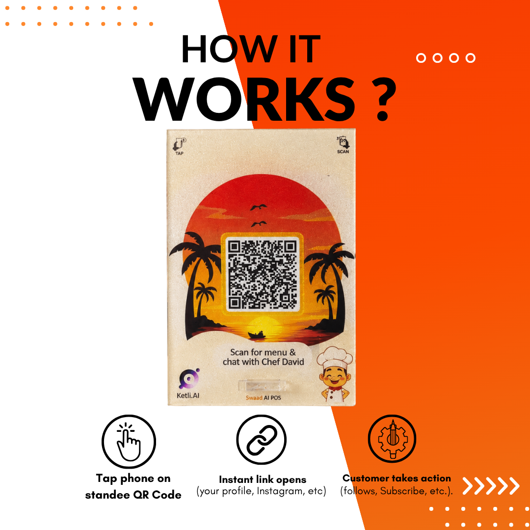 1 QR NFC Enabled Sunset Theme Standee For Restaurant Cafe Hotel