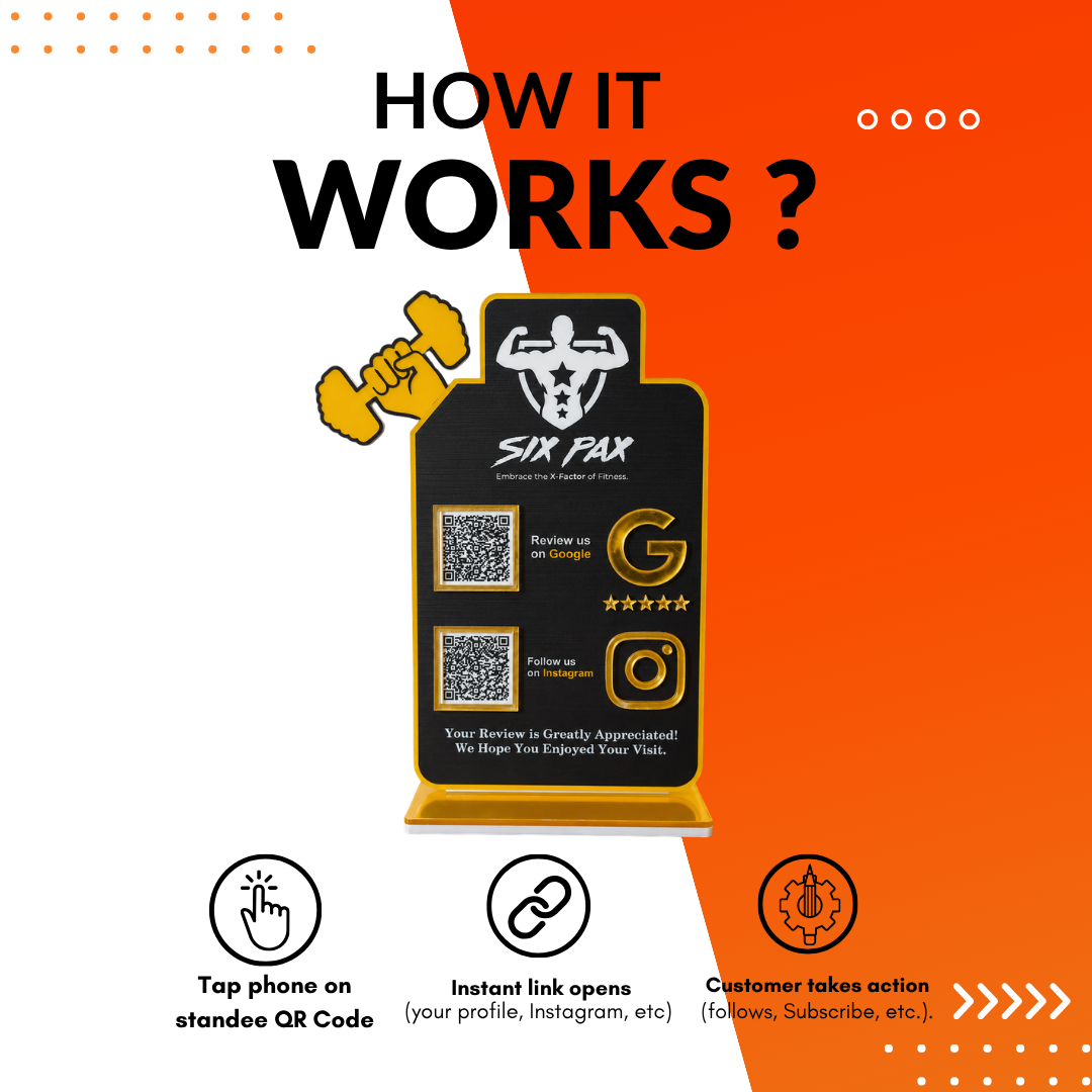 2 QR NFC Enabled Vertical Dumble Cut Out Standee For Gym and Fitness Center