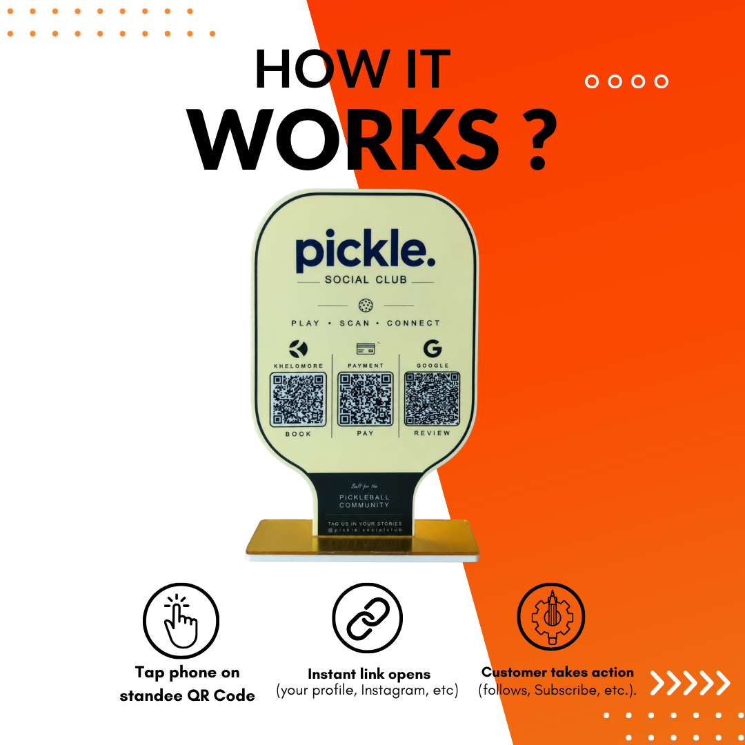 3 QR NFC Enabled Round Shape Standee For Social Club Sports Club