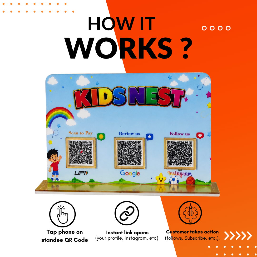 3 QR NFC Enabed Kids Theme Standee For School and Collages