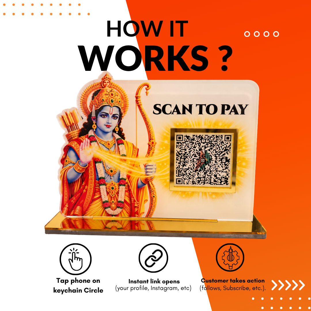 1 QR NFC Enabled Shree Ram Cutout Scan To Pay Standee