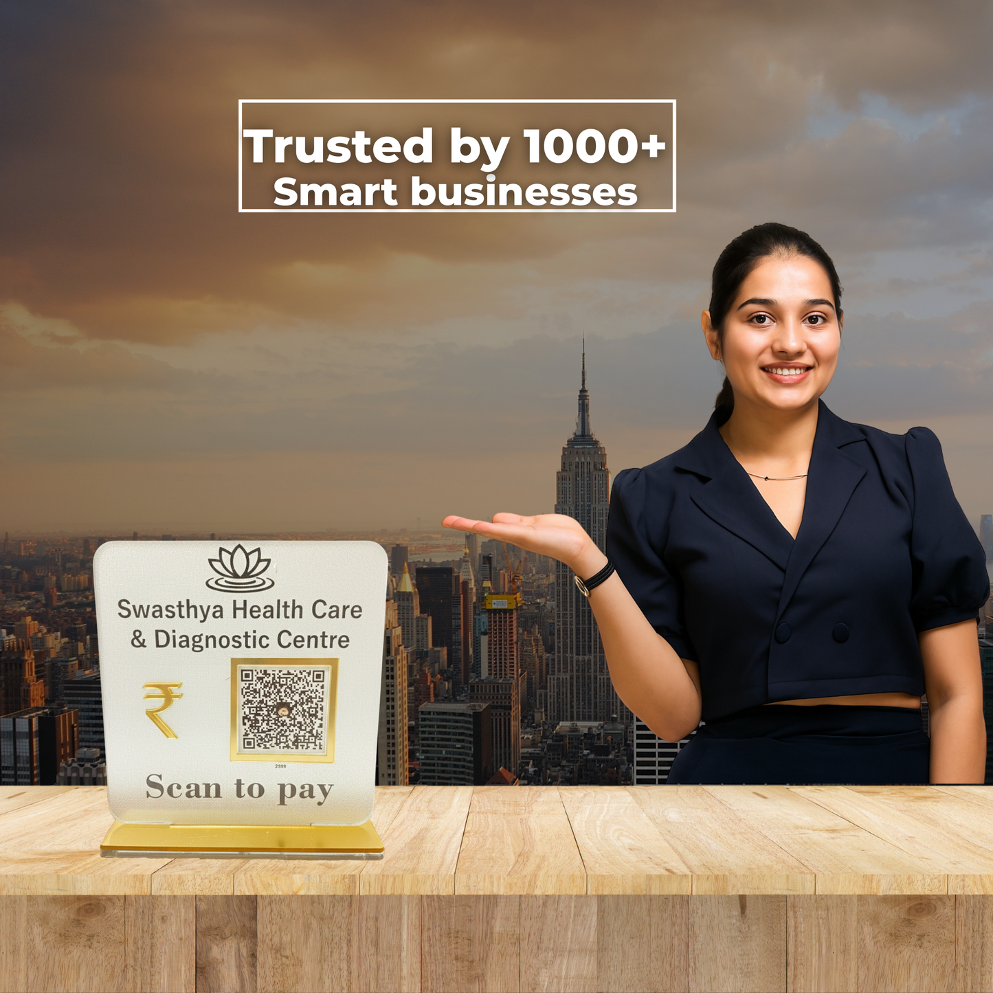 1 QR NFC Enabled Frosted Standee for Shops, Cafes, Clinics & Offices