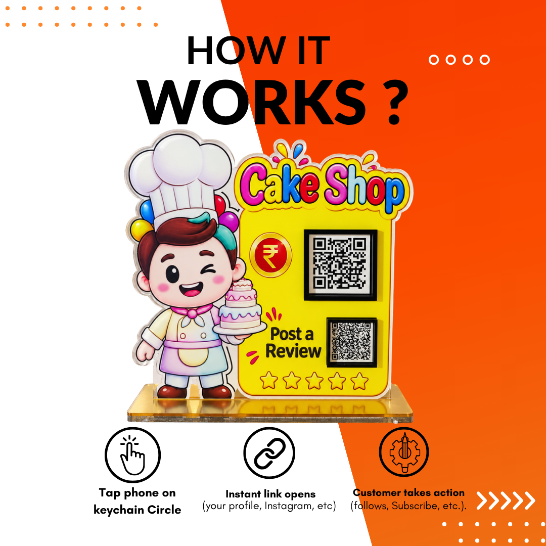 2 QR NFC Enabled Chef Cut-Out Standee for Cake Shop & Bakery