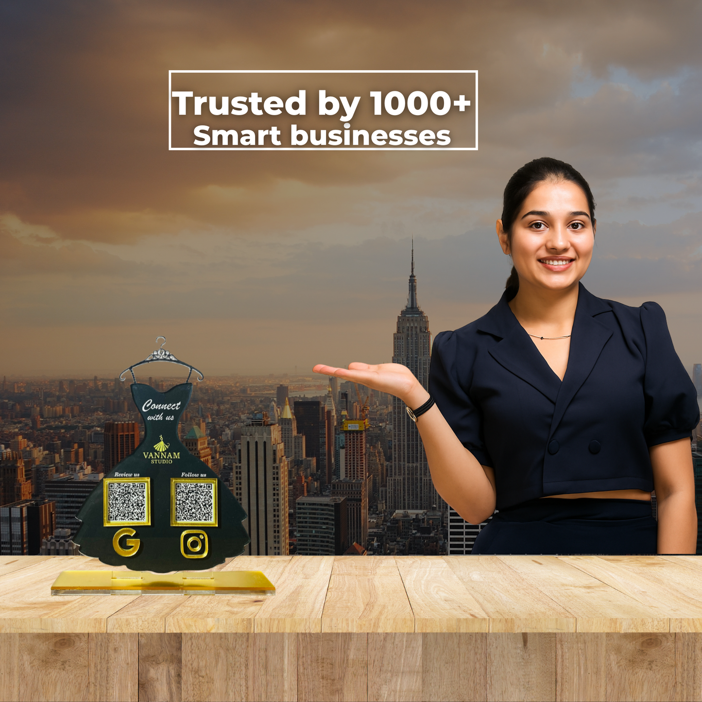 2 QR Black Dress Shape Standee