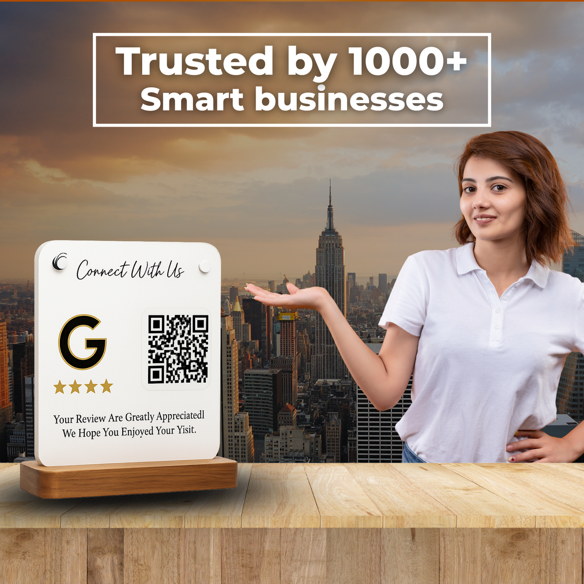 1 QR NFC Enabled White Colour Standee for Dental Clinic