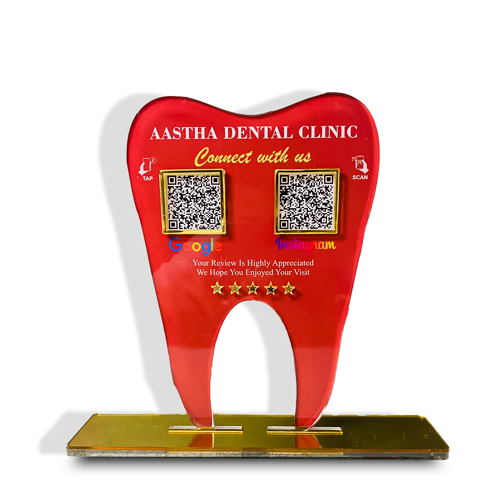 2 QR Tooth Shaped Red Colour Standee – Bharattapp