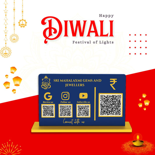 3-in-1 Blue Colour QR Standee with Payment QR
