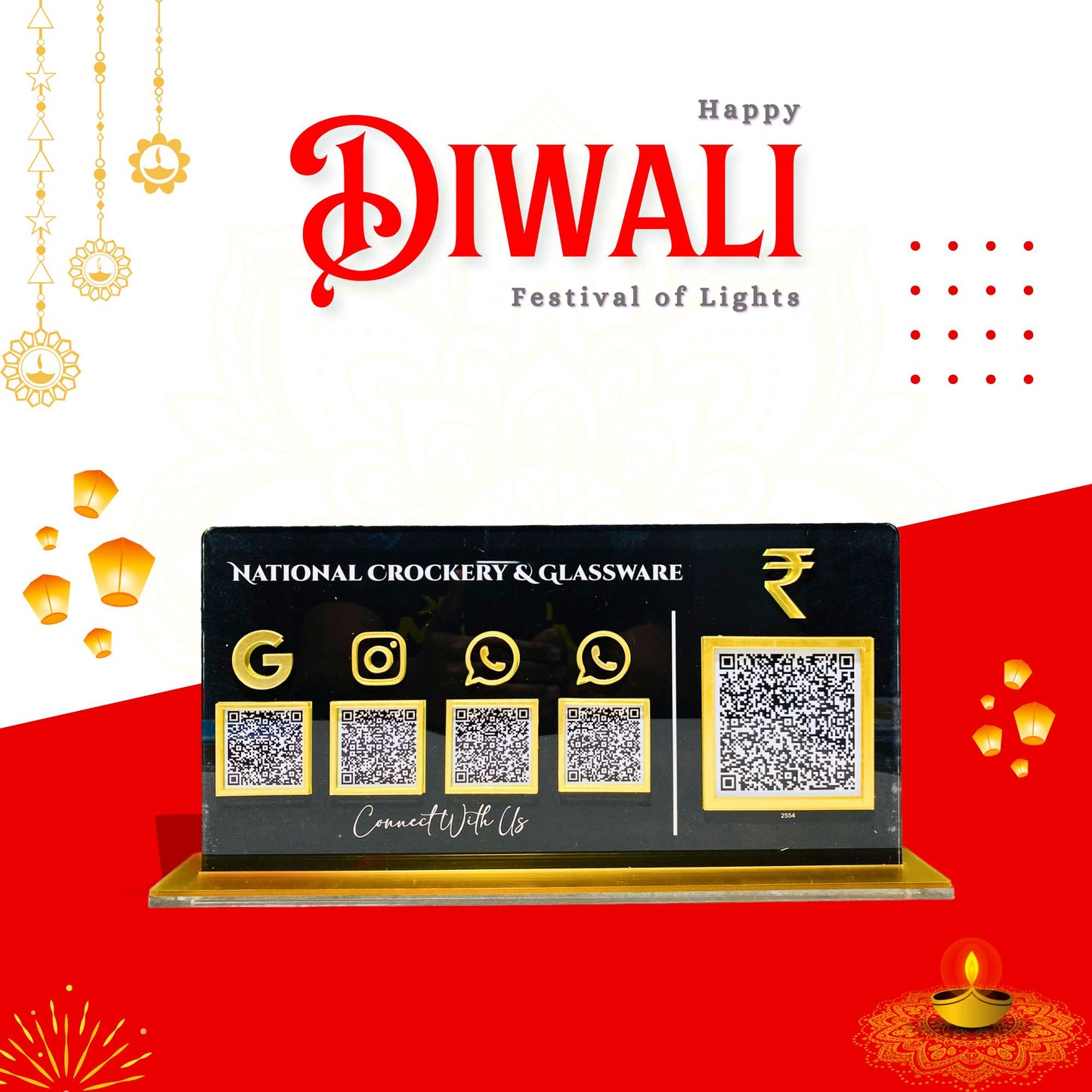 4-in-1 Black Horizontal Standee with Payment QR