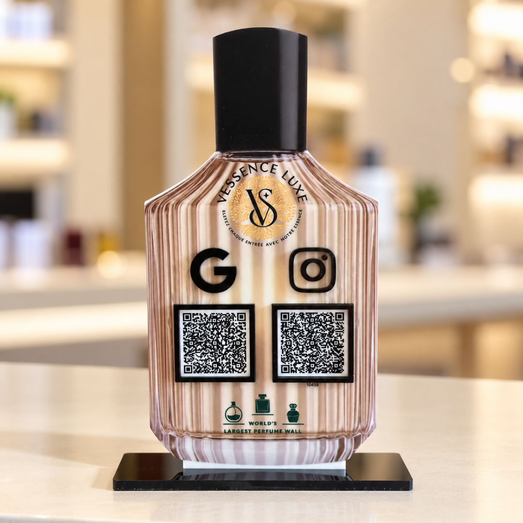 2 QR NFC Enabled Bottle Shape Standee for Perfume Attar & Cosmetic Store