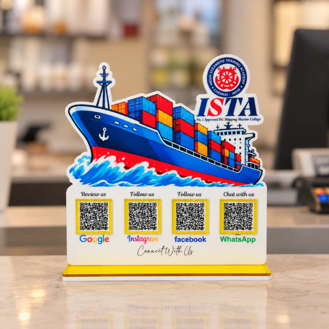 4 QR NFC Enabled Ship Cut Standee For Shipping Agency