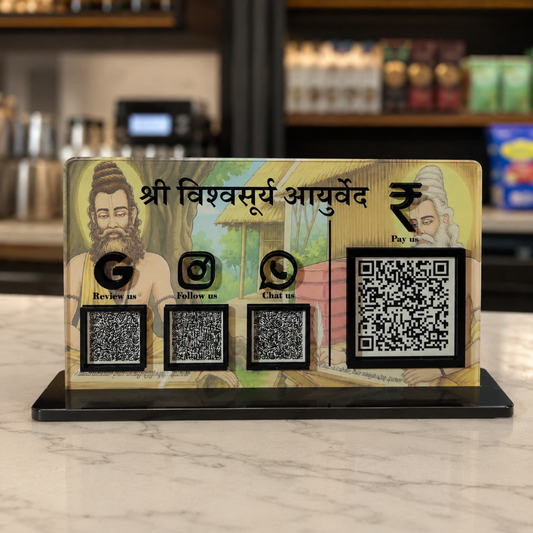 4 QR NFC Enabled Standee For Ayurvedic Background image For Medical Clinic Hospital
