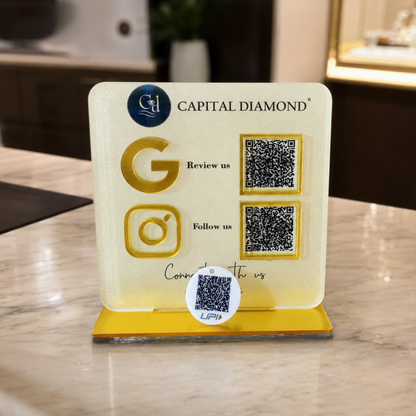 2 QR NFC Enabled Frosted Standee With Payment Keychain