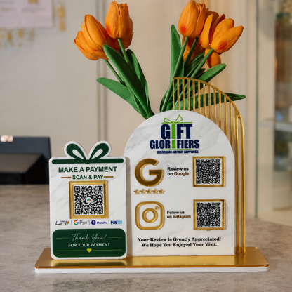 2 QR With 1 QR NFC Enabled Gift Shape Standee For Gift Store and Shop