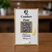 1 QR NFC Enabled 4x6 With Golden Border White Colour Standee For Salon Hotel  Restaurent Spa