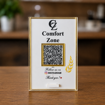 1 QR NFC Enabled 4x6 With Golden Border White Colour Standee