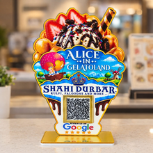 1 QR NFC Enabled Ice Cream Shape Cut-Out Standee for Ice Cream Parlour Kulfi & Dessert Shop