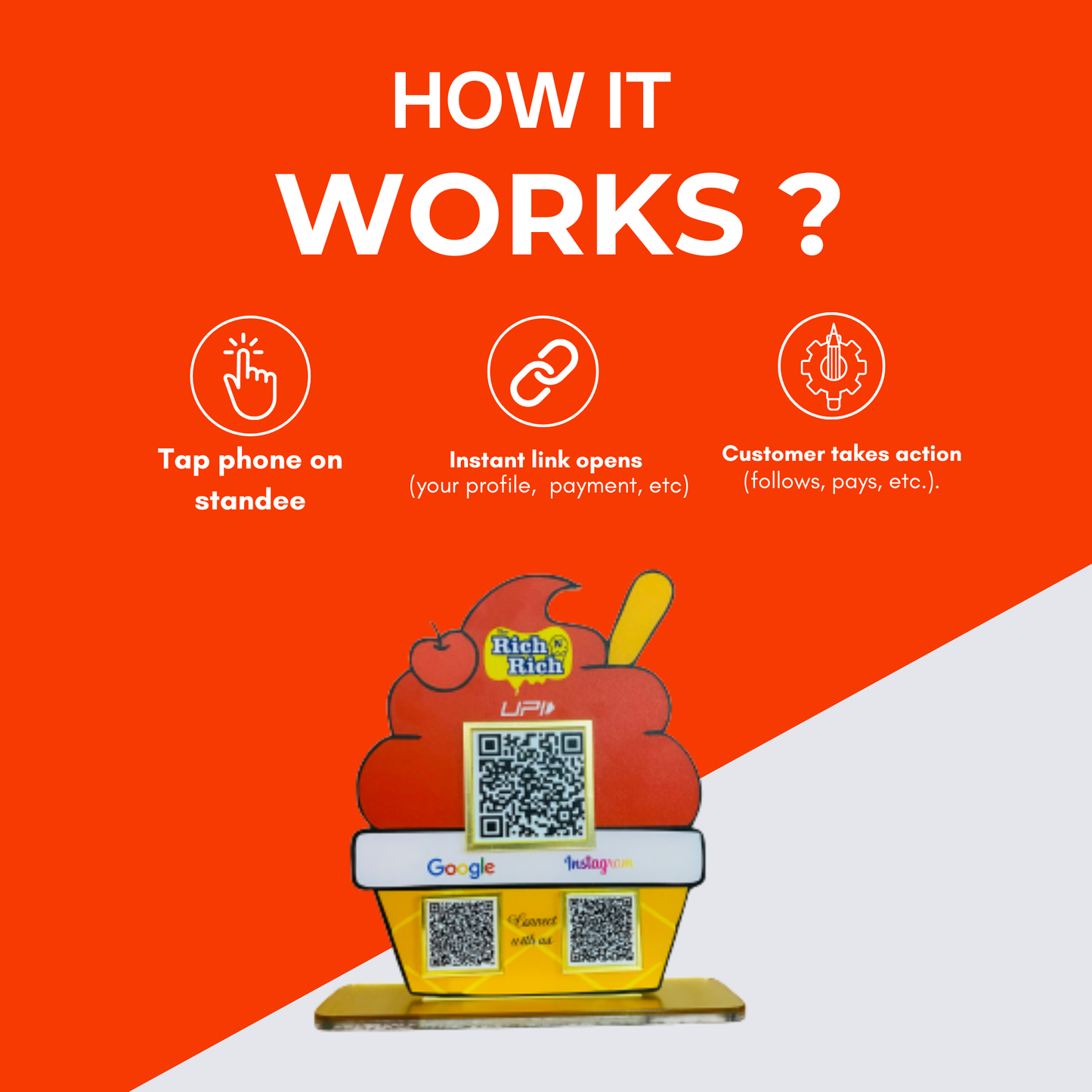 3 QR Ice Cream Cup Shape Standee