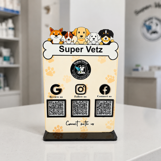 3 QR NFC Enabled Standee Dog Cut Out Standee For Pet Store And Shop