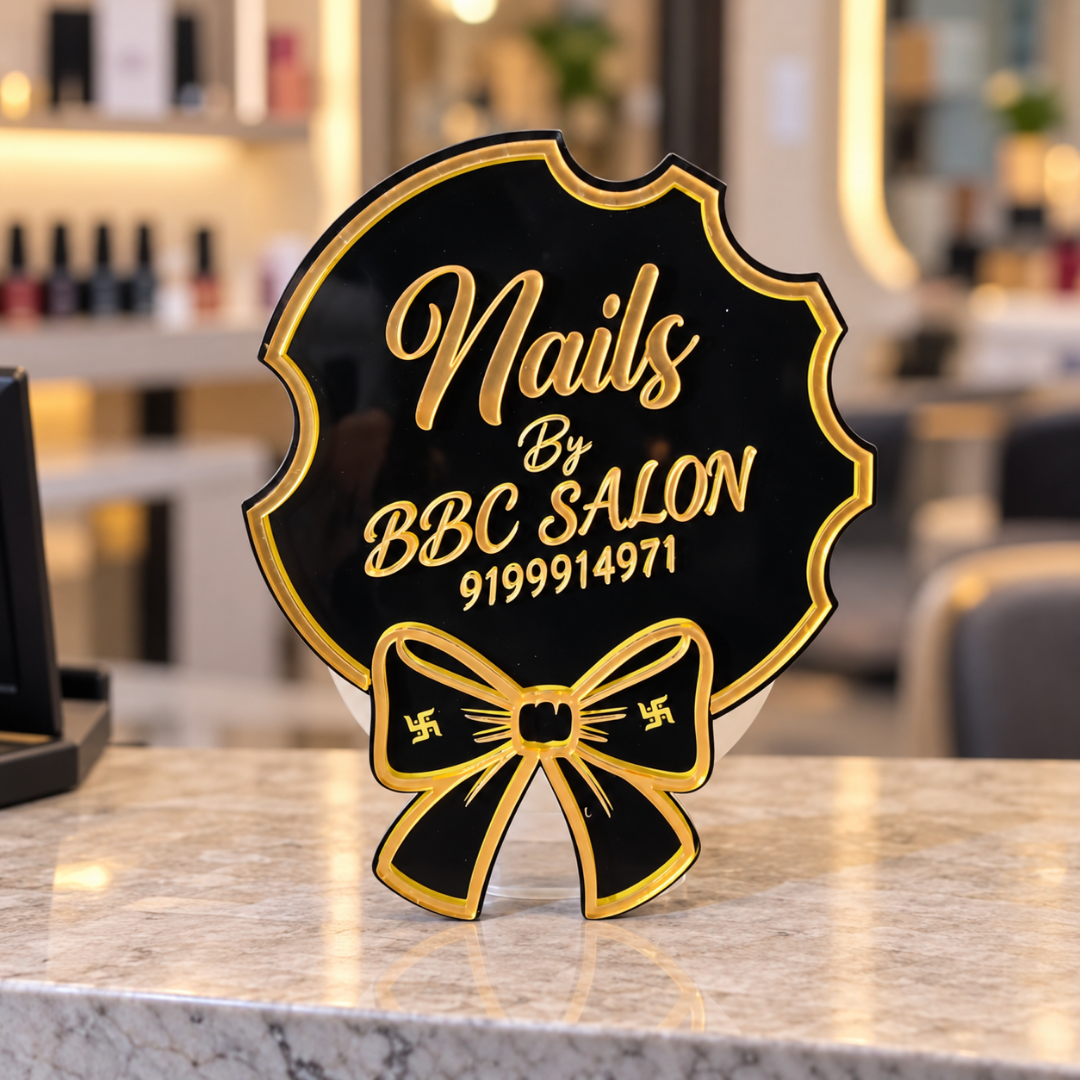 Logo Cut Out Standee Without QR For Salon