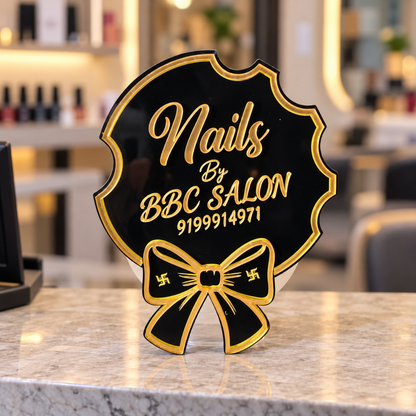 Logo Cut Out Standee Without QR For Salon
