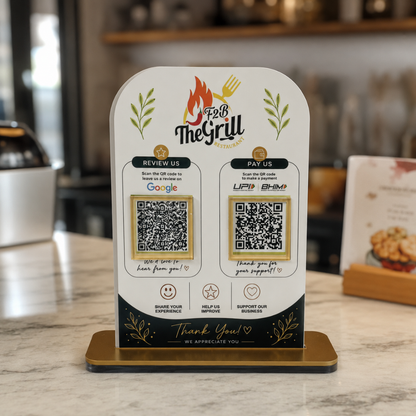 2 QR NFC Enabled White Standee For Restaurant Hotel Cafe