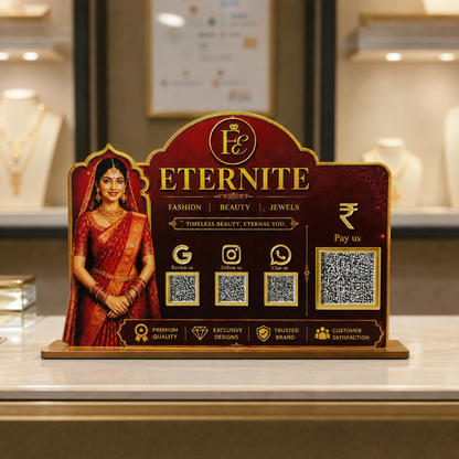 4 QR NFC Enabled  Shari Women Cut Out Standee For Cloth Store Garments