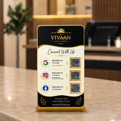 3 QR NFC Enabled Vertical Standee For Hotel Resort Decor