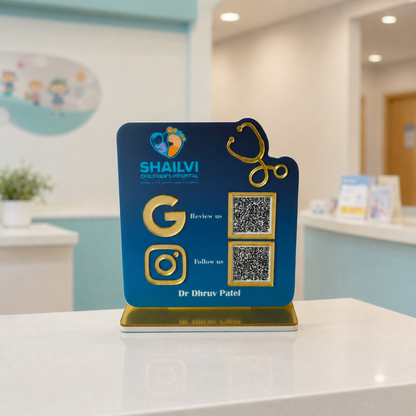 2 QR NFC Enabled Stethoscope Printed Standee For Child Clinic Hospital Medical