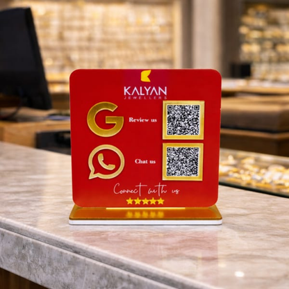 2 QR NFC Enabled Red Colour Google Review Standee For Jewellers