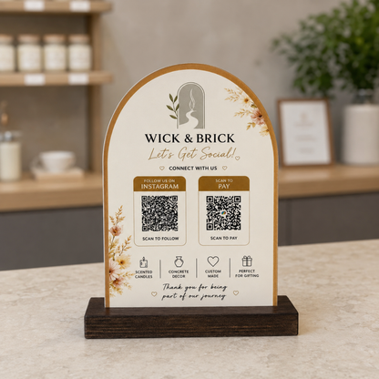 2 QR Round Shape Customize NFC Enabled Standee For Decor Spa Hotel