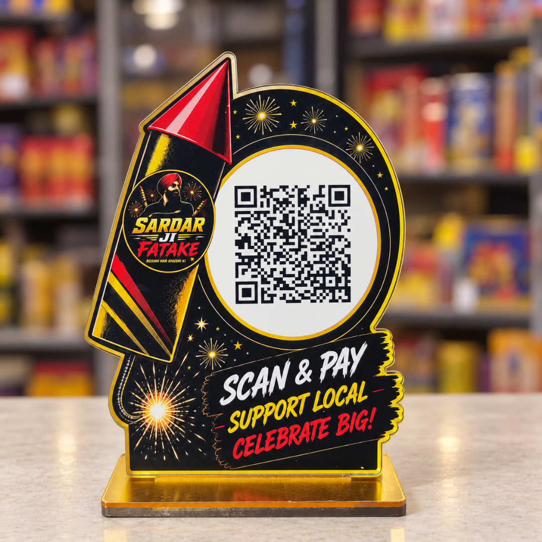 1 QR NFC Enabled Rocket Cut Out Standee For Fatake Shop