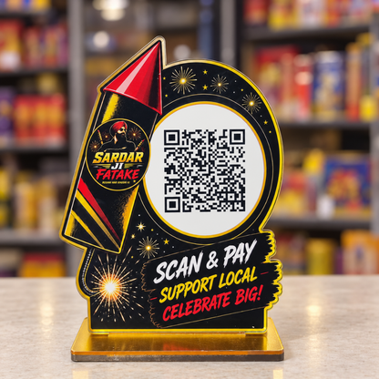 1 QR NFC Enabled Rocket Cut Out Standee For Fatake Shop