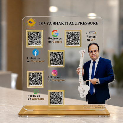 5 QR NFC Enabled Transparent Bone Printed Standee For Clinic Hospital Acupressure Clinic