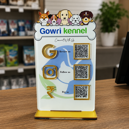 3 QR NFC Enabled Pets Cut  Out Standee For Pet Care Shop