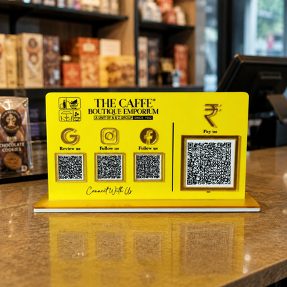4 QR NFC Enabled Horizontal Yellow Colour Standee