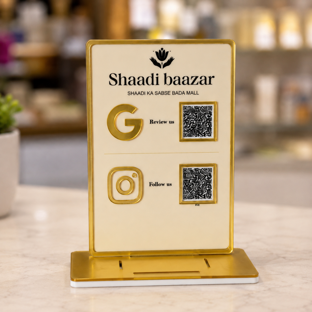 2 QR NFC Enabled Vertical Standee For Salon GYM Dental Clinic