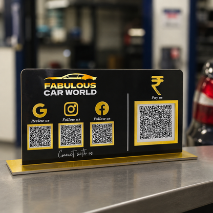 4 QR NFC Enabled Code Horizontal Standee for Garage Car Showroom