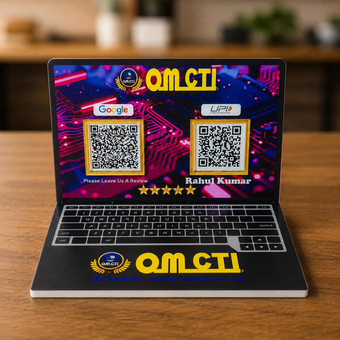 2 QR NFC Enabled Laptop Shape Standee For Computer Shops and Showrooms
