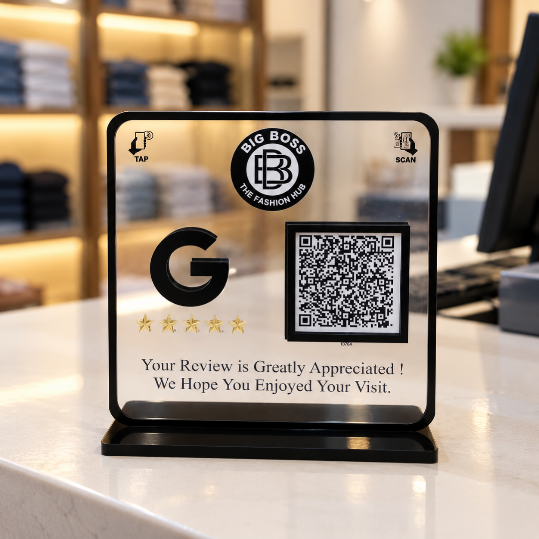 1 QR NFC Enabled Transparent Google Review Standee