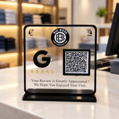 1 QR NFC Enabled Transparent Google Review Standee