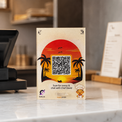 1 QR NFC Enabled Sunset Theme Standee For Restaurant Cafe Hotel