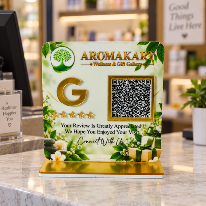 1 QR NFC Enabled Trees and Flower Printed Standee For Flower Shop And Gift Shop
