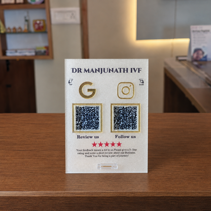 2 QR NFC Enabled Frosted Standee For Salon jewellers restaurants