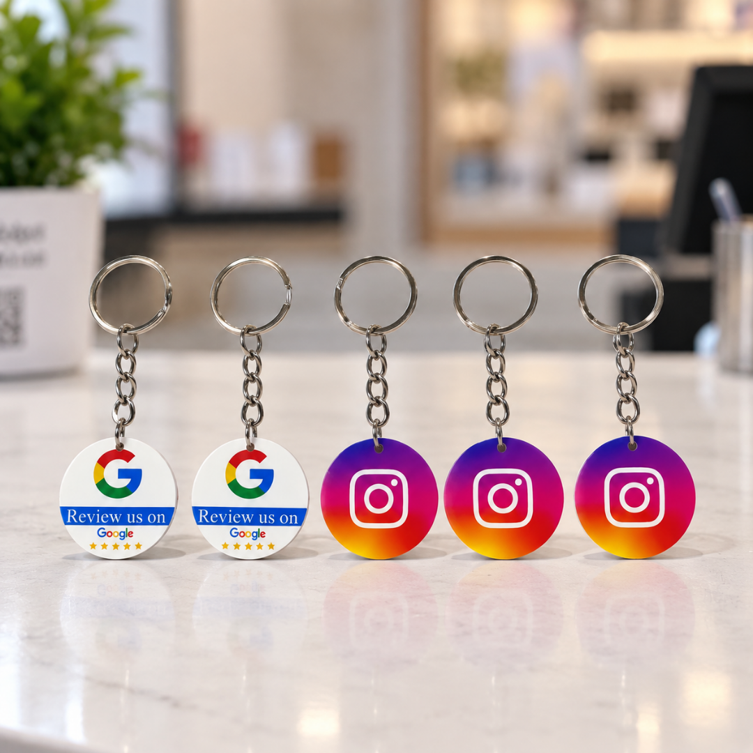 5 Keychain Instagram and Google Review Keychain Combo