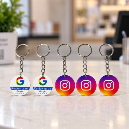 5 Keychain Instagram and Google Review Keychain Combo